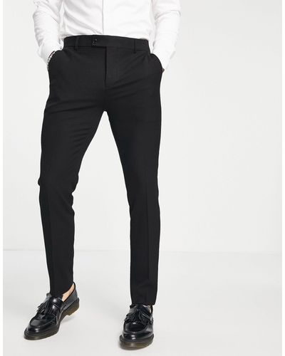 Bolongaro Trevor Skinny Fit Seersucker Cropped Suit Trousers - Black