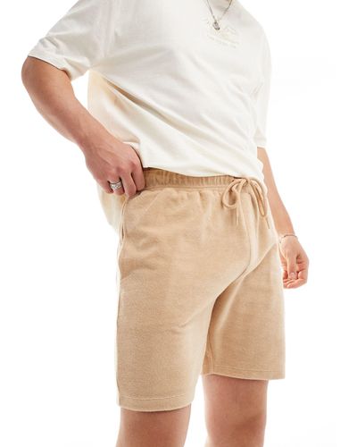 ASOS Slim Towelling Shorts - Natural