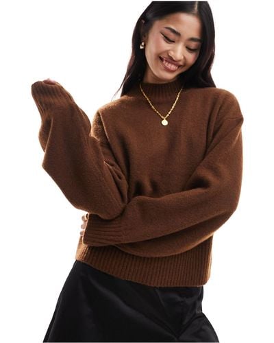 Monki Turtleneck Knitted Jumper - Brown