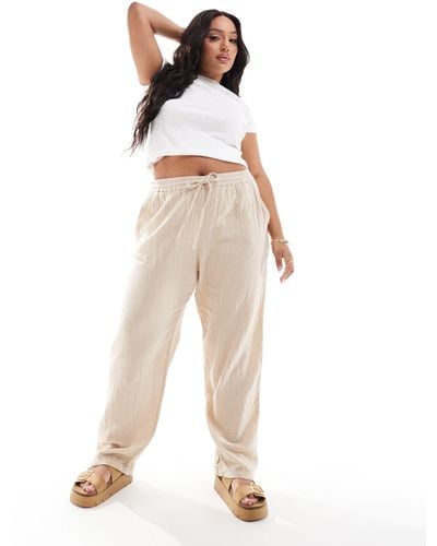 ONLY Cheesecloth Wide Leg Trousers - Natural