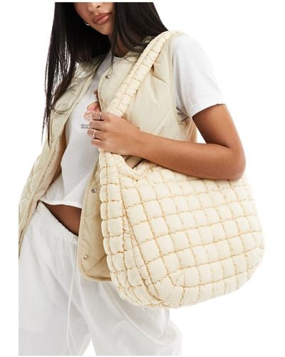 Glamorous Sac porté épaule oversize en nylon matelassé - crème - Blanc