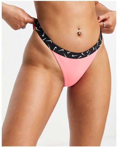 Nike Swoosh Taped Bikini Bottoms - Pink