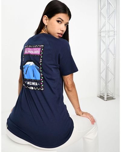 The North Face Faces Kilimanjaro - Boyfriend T-shirt Met Print Op - Blauw