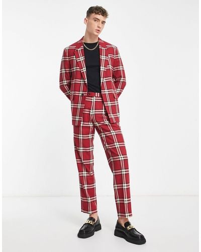 Viggo Rabiot Check Suit Trousers - Red