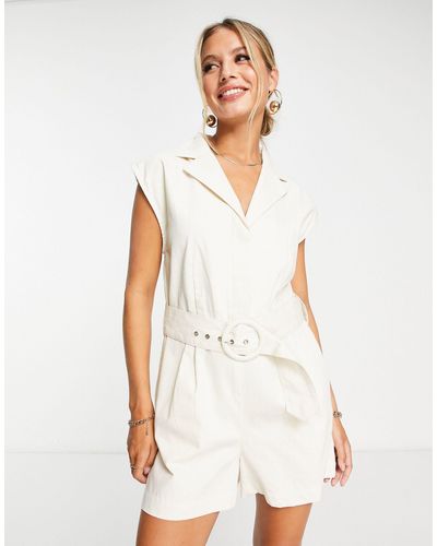 Pretty Lavish Tailored Belted Playsuit - White