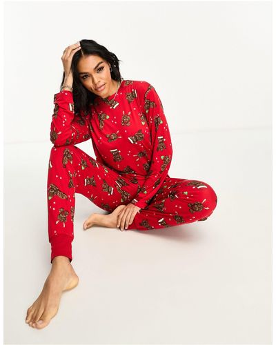 Chelsea Peers Pijama multicolor para él y ella con estampado - Rojo