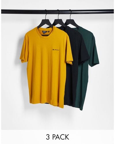 Ben Sherman Set Van 3 T-shirts Met Geborduurd Logo - Geel