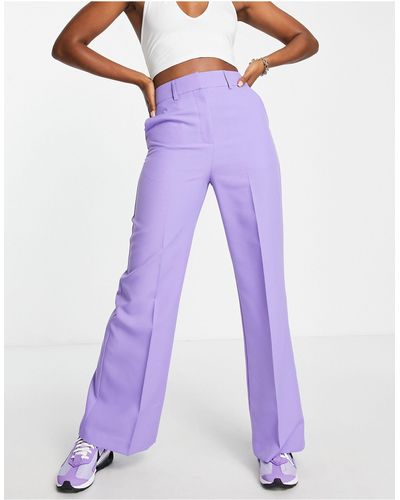 ASOS Relaxed Wide Leg Flare Trousers - Purple