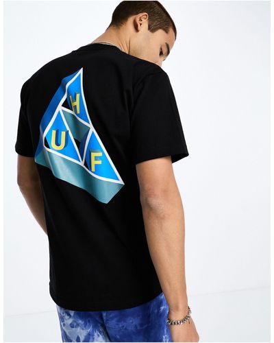 Huf Camiseta negra con estampado en el pecho y la espalda based triple triangle - Negro