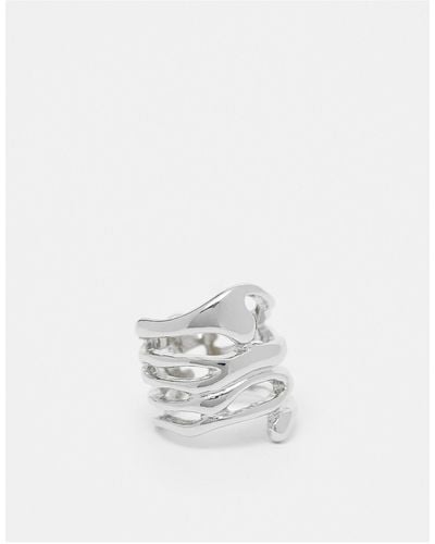 ASOS Ring With Stacked Molten Design - White
