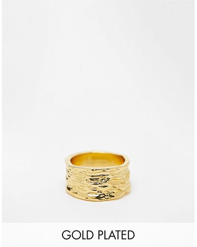 ASOS – er ring mit 14-karat-vergoldung im gehämmertem design - Weiß