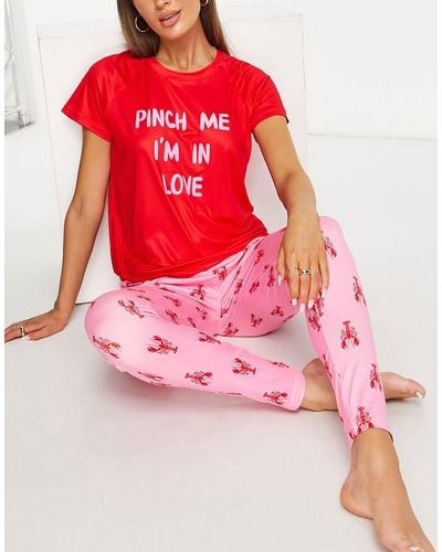 Loungeable Lobster legging Pajama Set - Red