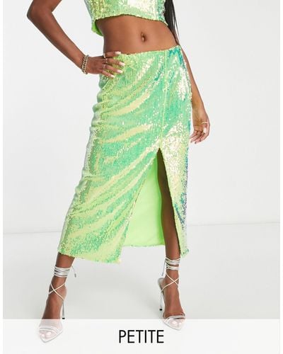 Collective The Label Exclusive Sequin Midaxi Skirt - Green