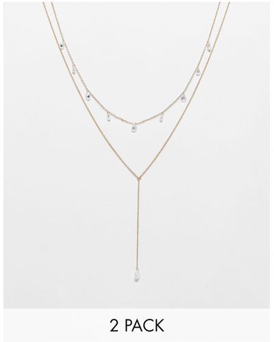 ALDO Lagrima - confezione multipack di 2 collane color con ciondolo con perla - Bianco