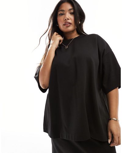 ASOS Curve – hochwertiges oversize-t-shirt aus schwerem, strukturiertem jersey - Schwarz