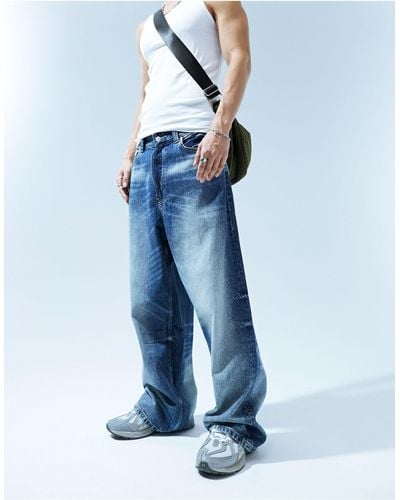 Bershka Super baggy Washed Jeans - Blue
