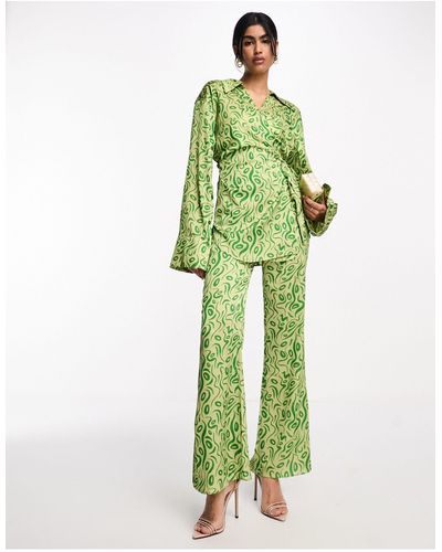 DASKA Pantalon d'ensemble ajusté à imprimé abstrait - Vert
