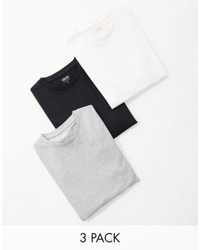 ASOS 3 Pack Muscle Fit Crew Neck Long Sleeve T-shirts - White