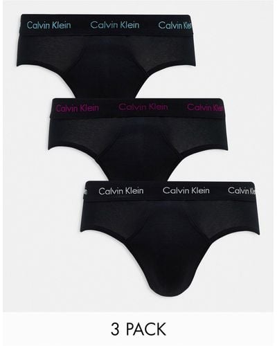 Calvin Klein 3-pack Brief With Coloured Logo Waistbands - Black