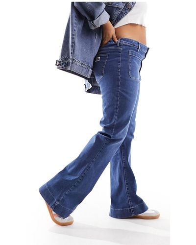 Wrangler Super High Rise Flare With Front Pockets - Blue