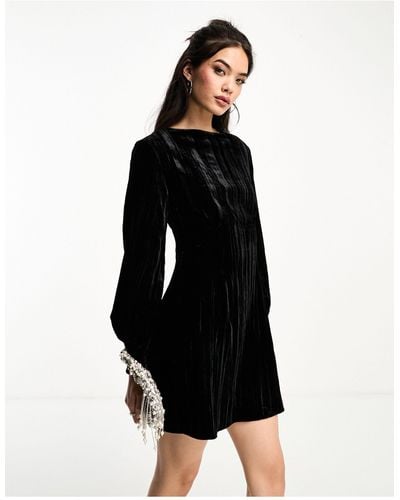 & Other Stories Velvet Mini Dress - Black