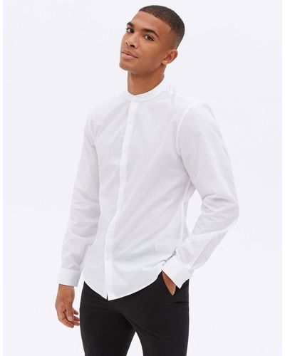 New Look Long Sleeve Grandad Shirt - White