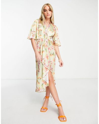 Hope & Ivy Knot Front Midi Dress - Multicolor