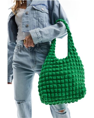 Glamorous – schultertasche mit popcorn-struktur - Grün