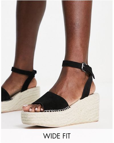 Simply Be Wide Fit Espadrille Sandals - Black
