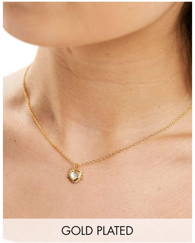 Rachel Jackson 22 Karat Plated Electric Love Mini Crystal Heart Necklace With Gift Box - Natural