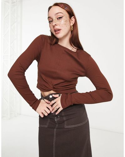 Noisy May Twist Front Top - Brown
