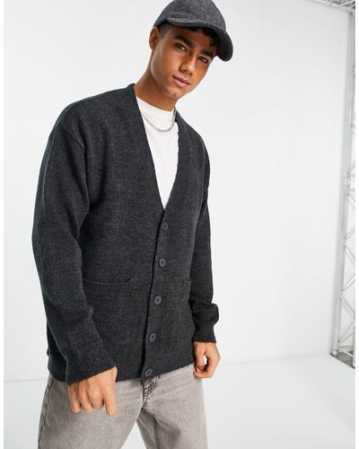 New Look Textured Relaxed Fit Cardigan - Gray