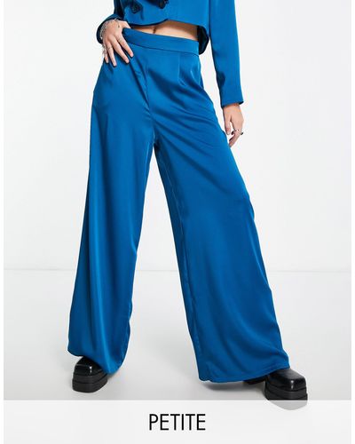 Flounce London Pantalon d'ensemble ample en satin - bleu turquoise
