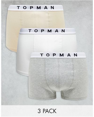 TOPMAN Confezione da 3 boxer aderenti colori grigio mélange, bianco e pietra
