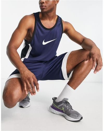 Nike Basketball Icon Swoosh Logo Tank - Blue