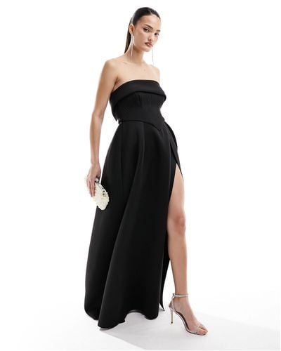 ASOS Bandeau Corset Structured Skirt Maxi Dress - Black