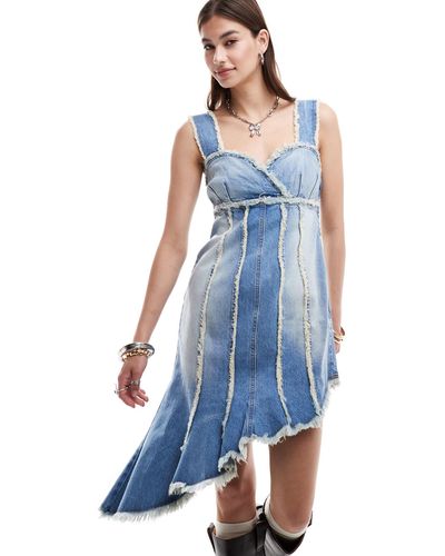 Reclaimed (vintage) Limited Edition Distressed Denim Dress - Blue