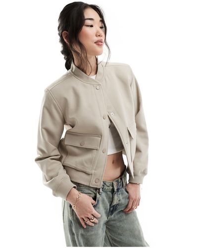 Abercrombie & Fitch Short Bomber Jacket - Natural