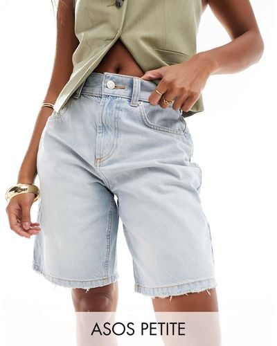 ASOS Asos Design Petite Denim Bermuda Shorts - Blue