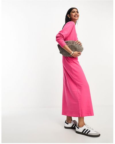ASOS Midi Sweat Dress With Pockets - Pink