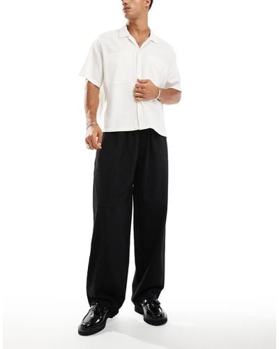 Pull&Bear Wide Leg Tailored Trouser - White