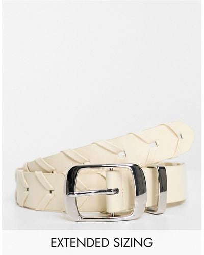 ASOS Faux Leather Woven Belt - White