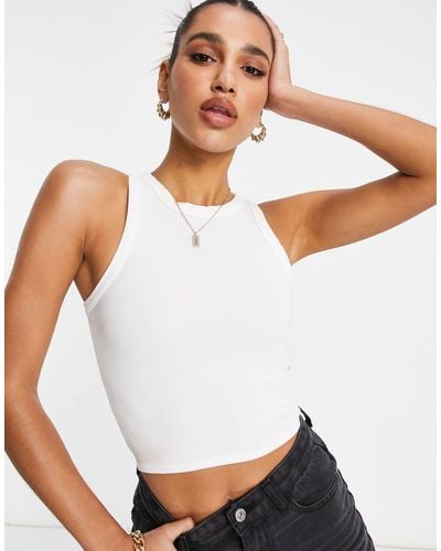 Missguided Basics Ribbed Sleeveless Crop Top - White