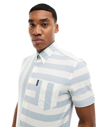 Ben Sherman – kurzärmliges, helles hemd im patchwork-design - Weiß