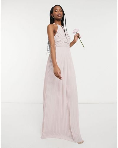 TFNC London Bridesmaid Pleated Wrap Detail Maxi Dress - Pink
