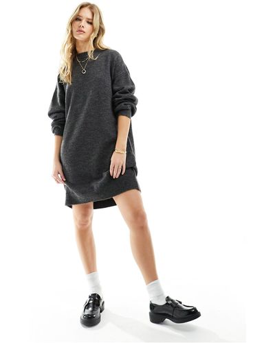 ASOS Knitted Sweater Mini Dress With Crew Neck - Black