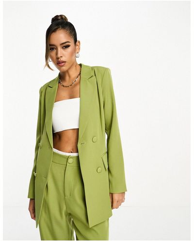 4th & Reckless Webb Double Breasted Blazer - Green