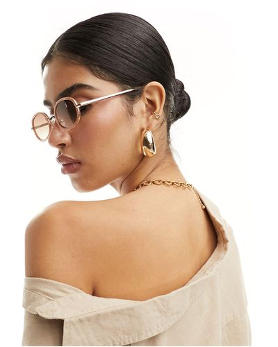 Pieces Oval Sunglasses - Natural