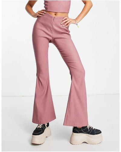 Collusion Bengaline Flare Pants - Pink