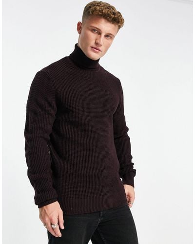 French Connection Waffle Roll Neck Sweater - Black